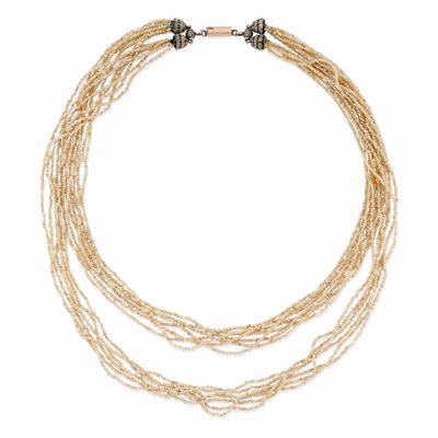 Collana in Microperle, Argento e Oro Rosa 14k