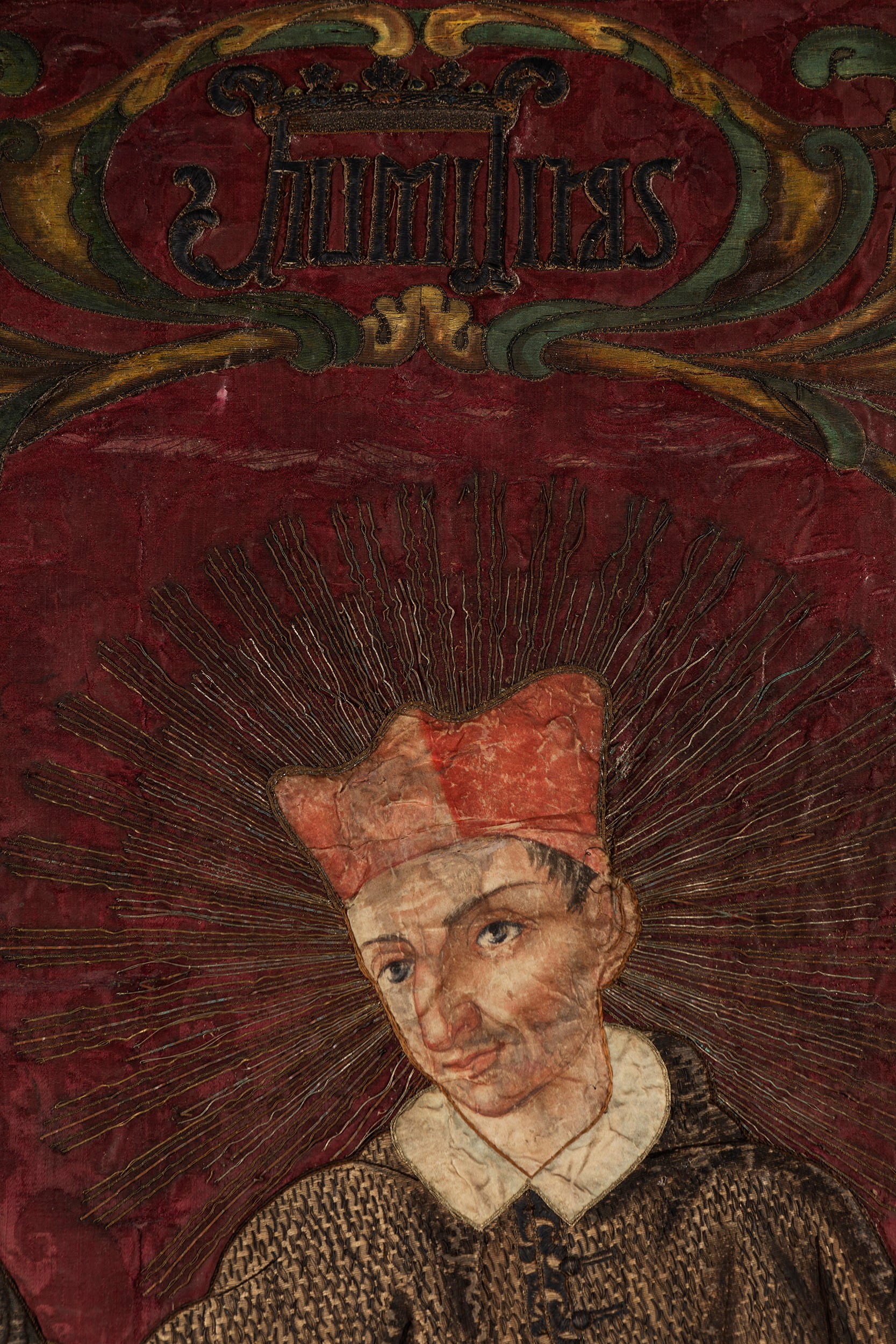 Scuola Lombarda, Seconda Metà del Secolo XVII - Grande Pannello in Broccato Riccamente Ricamato e...