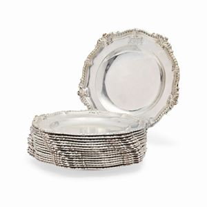  - Sixteen silver plates, England, 20th Century
