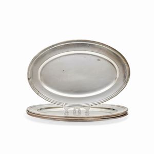 Four silver trays, Italy, 20th Century