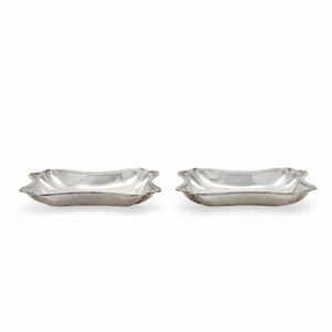 Two silver centerpiece, Turin, 18th Century, with label "Collection S. Bulgari, Rome".