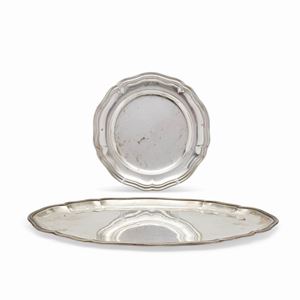  - A silver tray and plate, Italy, 20th Century