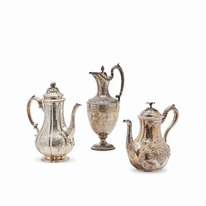  - Two coffee pots and one chocolatier, London, 18th Century, defects