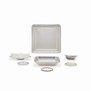  - Six silver objects, Italy, 20th Century, defects