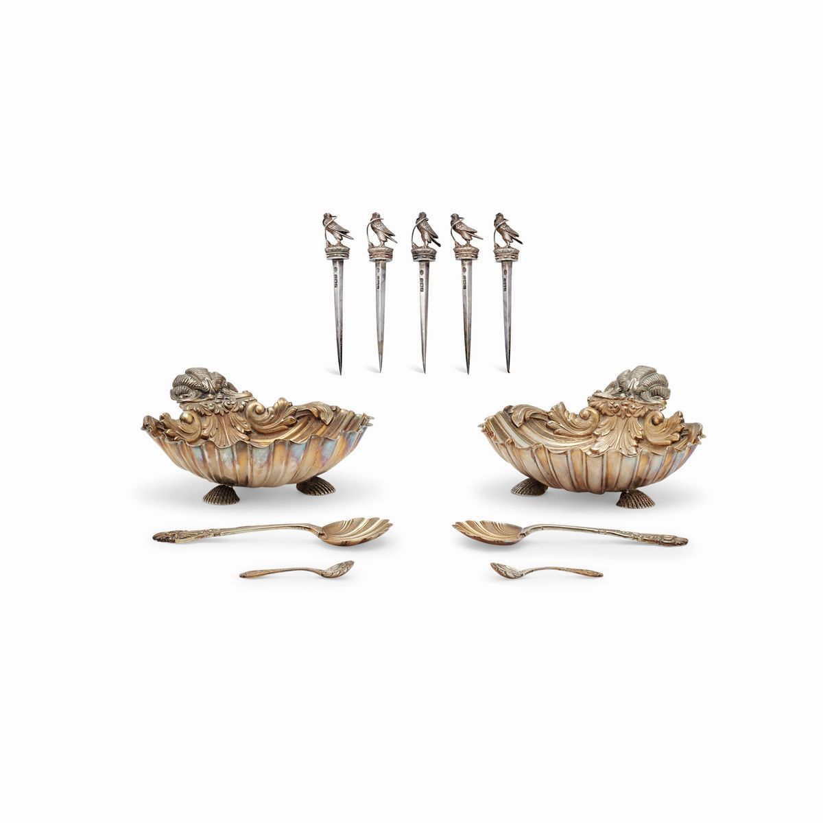 Oggetti in argento, Birmingham, fin XIX secolo: Saliere e accessori