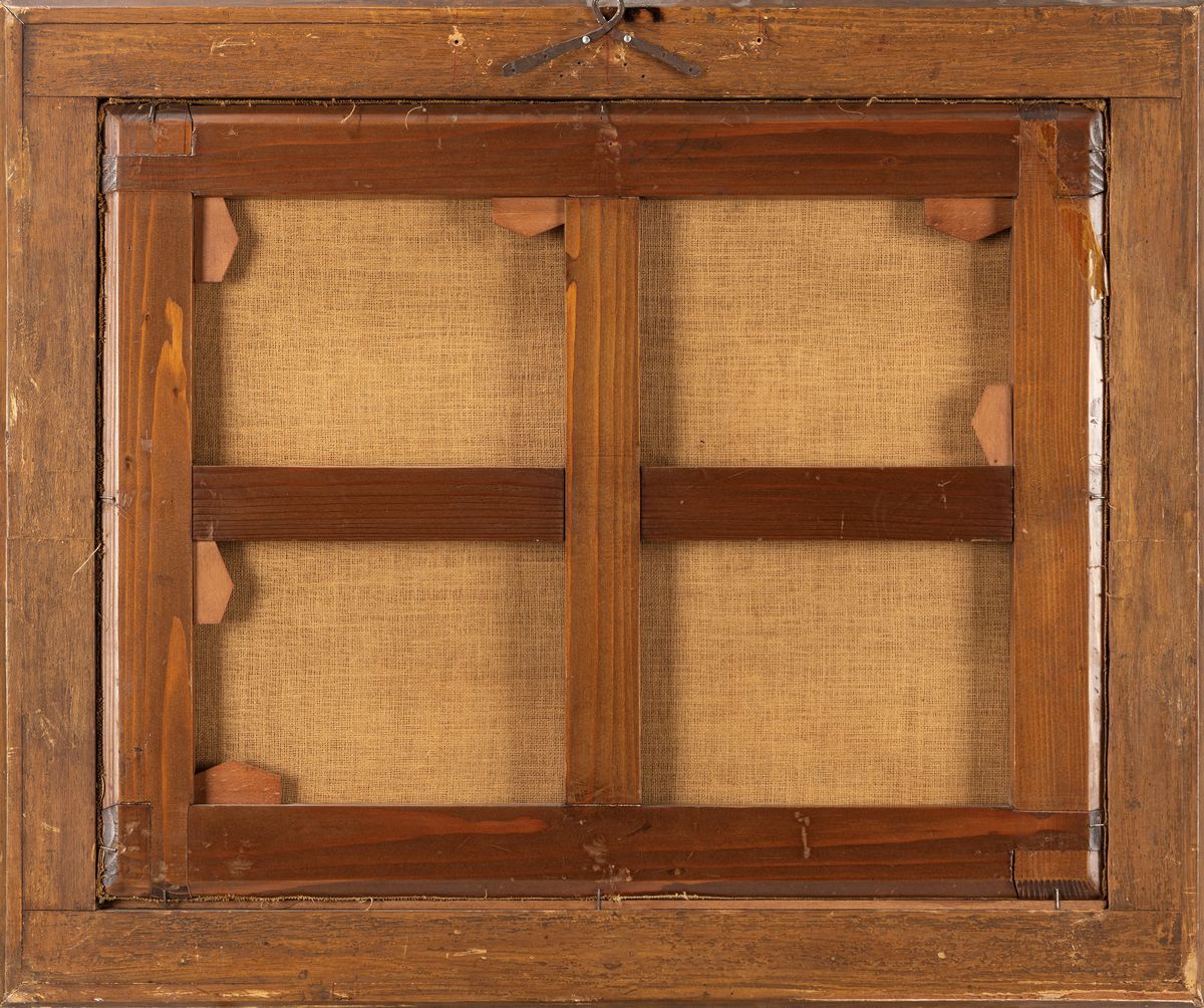 Scuola Veneta, Secolo XVIII - Autore sconosciuto, Paesaggio con contadini presso un corso d'acqua...