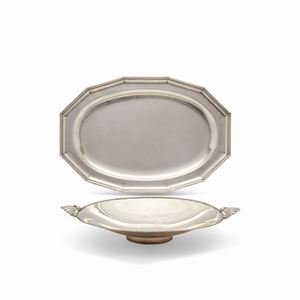 A silver tray and centrpiece, Italy 20th Century