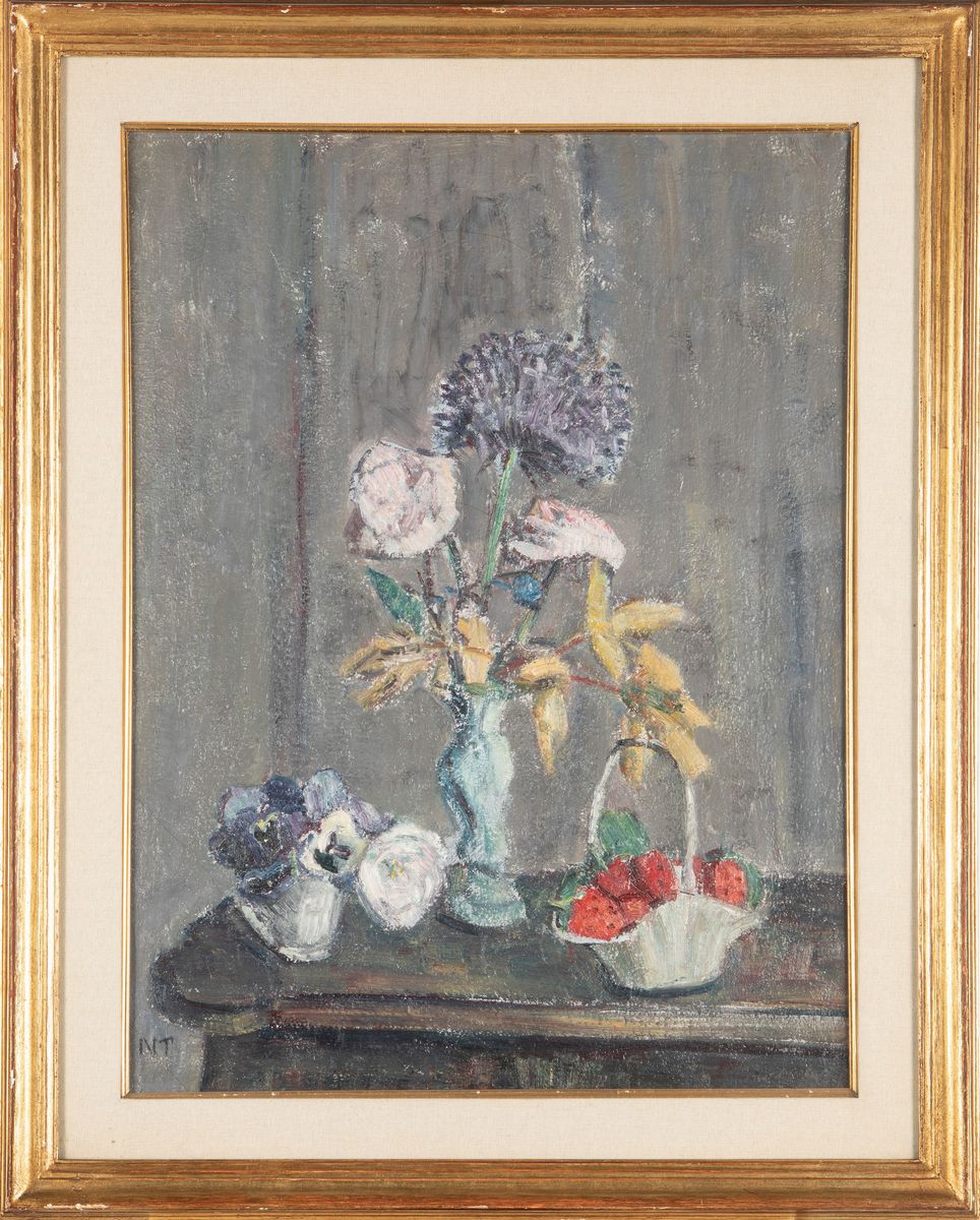 Giovanna Nascimbene Tallone - "composizione con Cestino di Fragole"