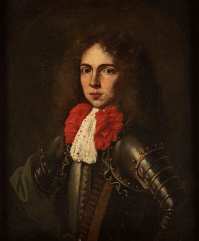 Autore sconosciuto, Ritratto di giovane uomo in armatura, olio su tela
