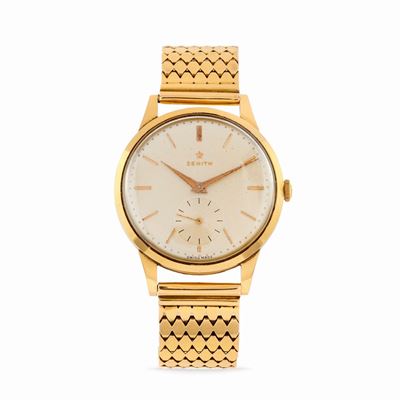 Orologio solotempo, anni '60, oro 18k con quadrante argenté e bracciale in oro