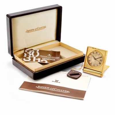 Memovox, orologio da borsa, anni '60, cassa rettangolare in metallo dorato