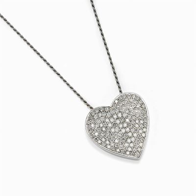 Pendente in Oro Bianco 18k e Diamanti