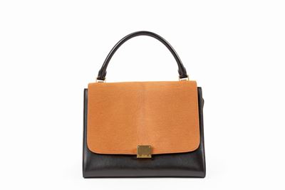 Borsa in pelle nera con dettagli in cavallino tinto