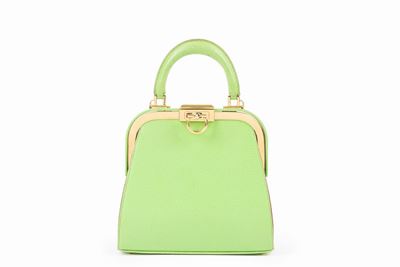 Borsa Fermoir in pelle verde mela con manico stondato