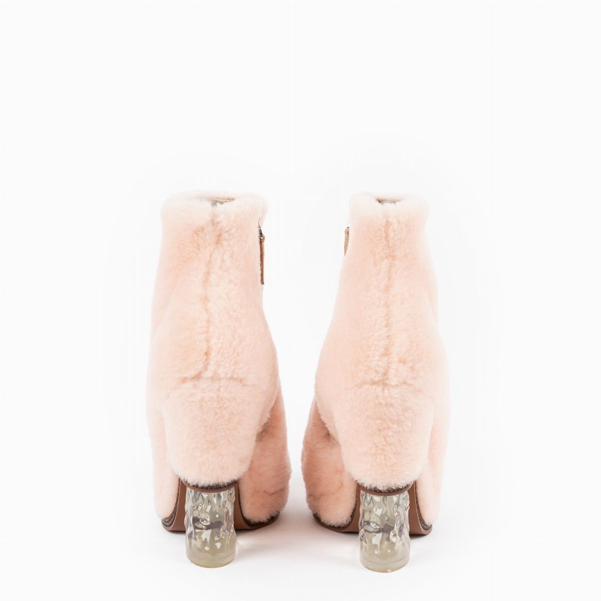 Fendi - Stivaletti alla caviglia in pelle di montone rosa con tacco in plexiglass