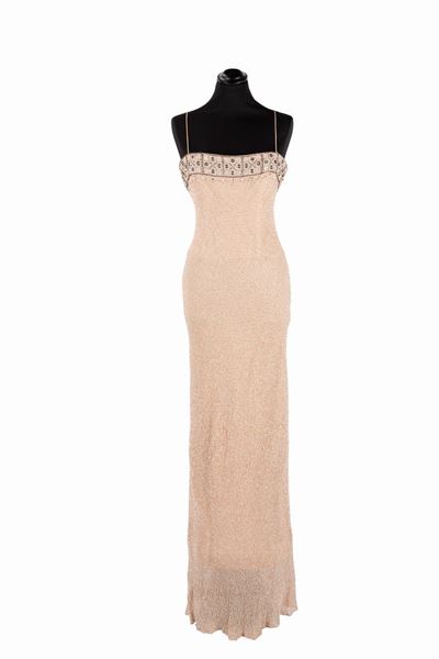 Jenny Packham, Abito lungo da sera in chiffon di seta ricamato