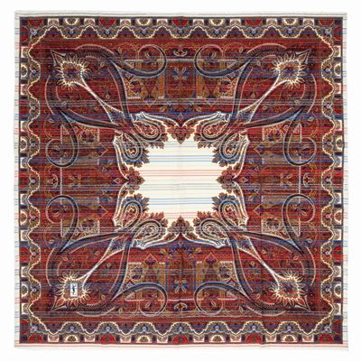 Grand Foulard in misto lana con motivo cachemire multicolor e dettagli in lurex