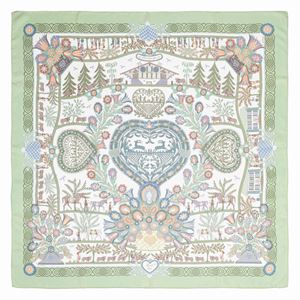 Découpages silk twill scarf 