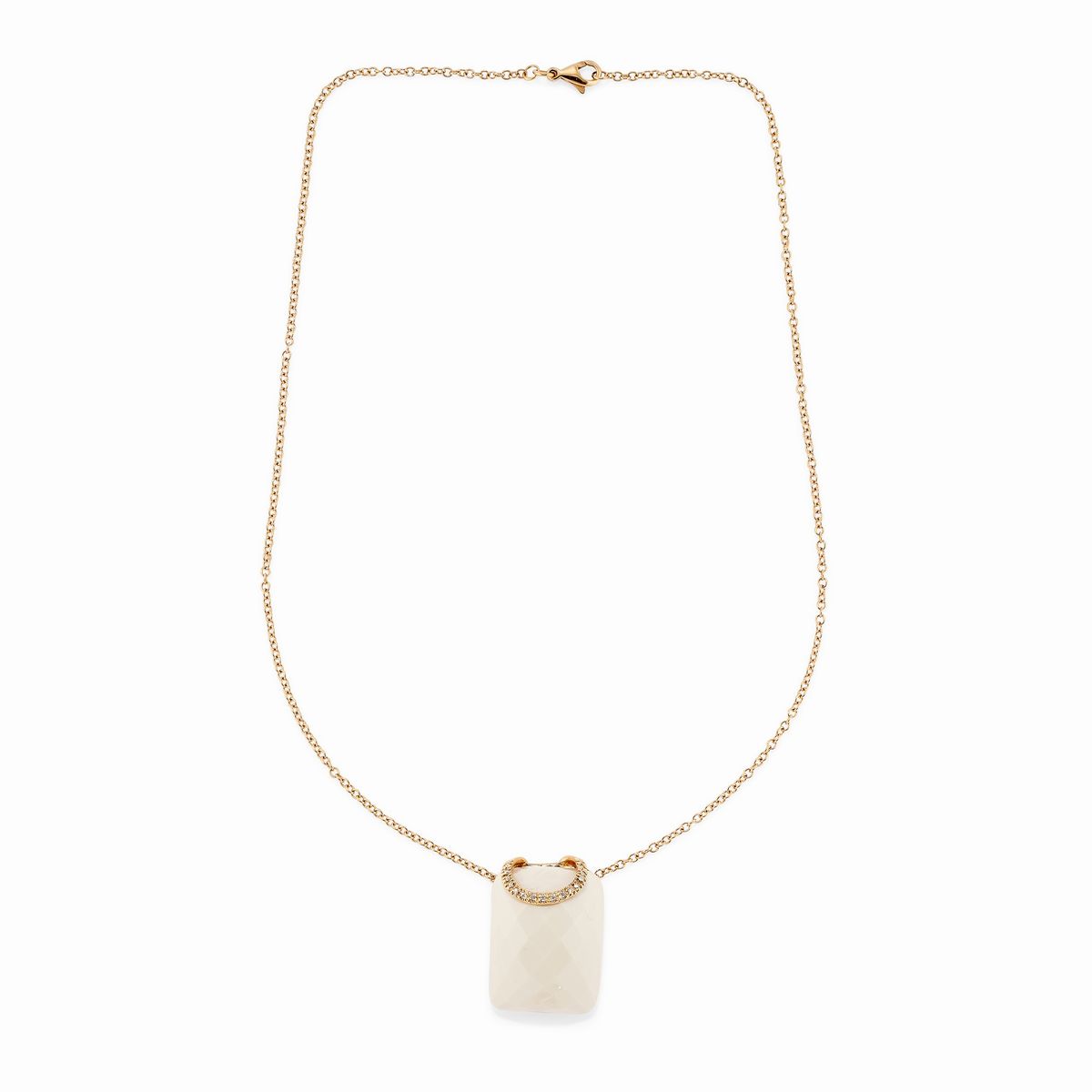 Cinque Gioielli in Oro Rosa 18k, Diamanti e Agata Bianca