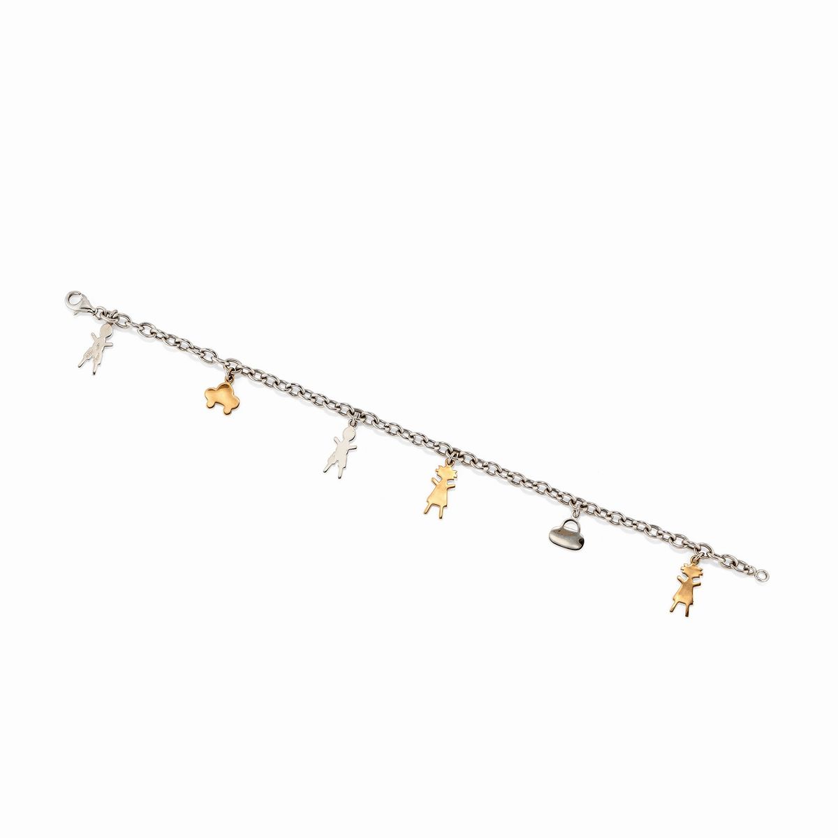 Due Bracciali in Oro Bianco e Rosa 18k, Diamanti e Quarzi Fumé