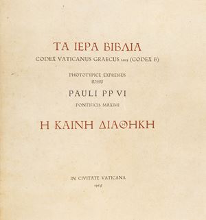 La Sacra Bibbia - Codex Vaticanus Graecus 1209 (Codex B)