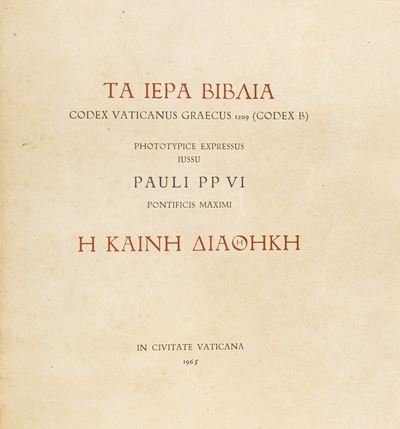 La Sacra Bibbia - Codex Vaticanus Graecus 1209 (codex B)