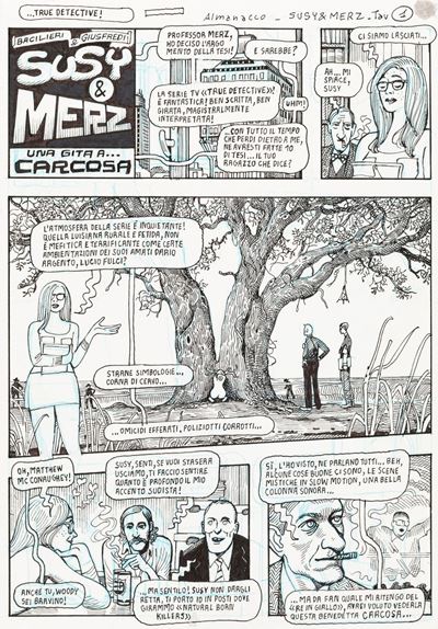 Susy & Merz - Una gita a Carcosa, pastello e china su cartoncino