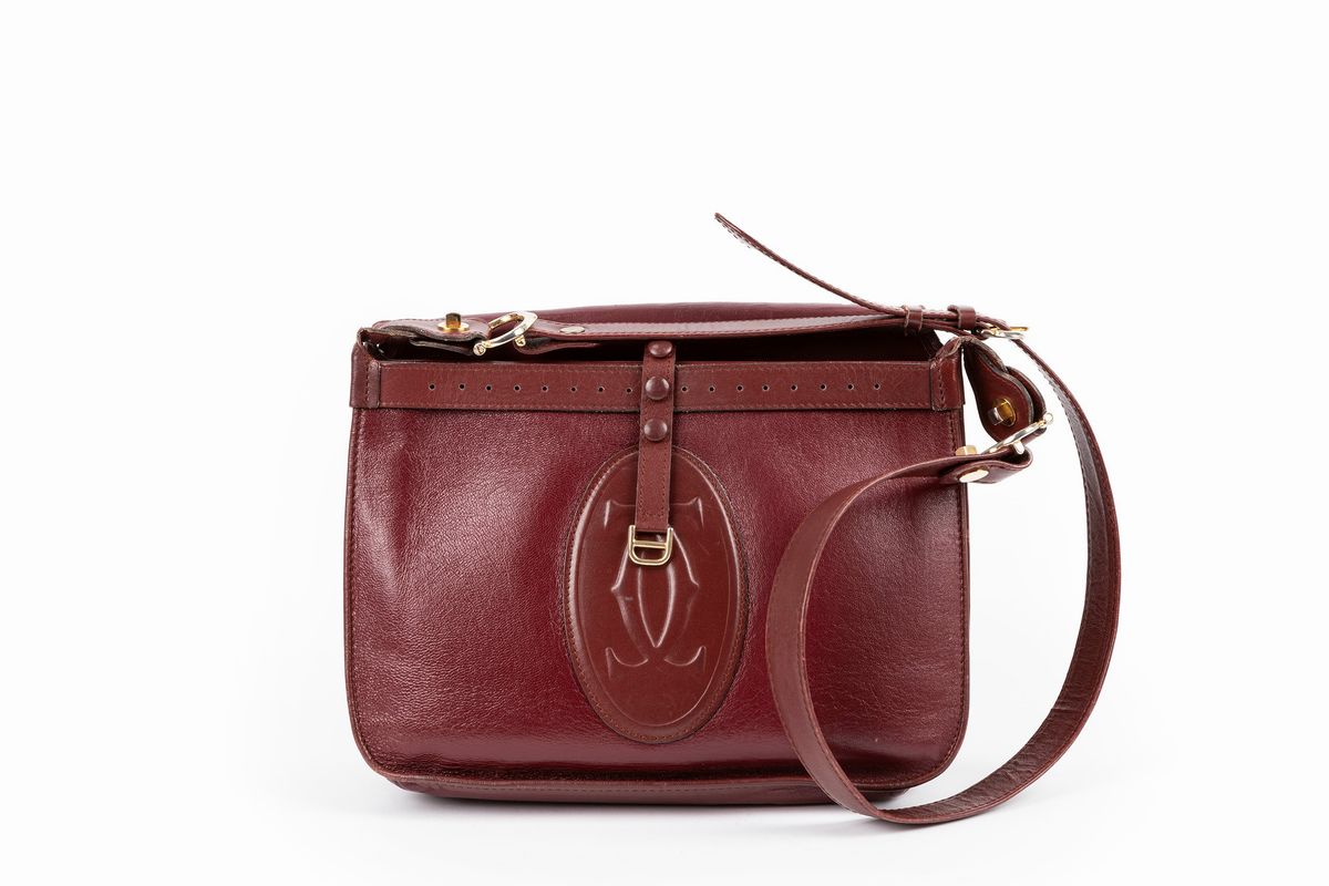 Must De Cartier - Borsa con tracolla in pelle e camoscio bordeaux