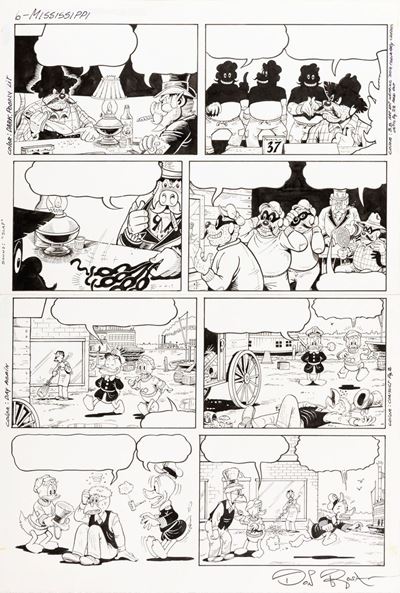 The Life and Times of Scrooge McDuck - The Master of the Mississippi, matita e china su cartoncin...