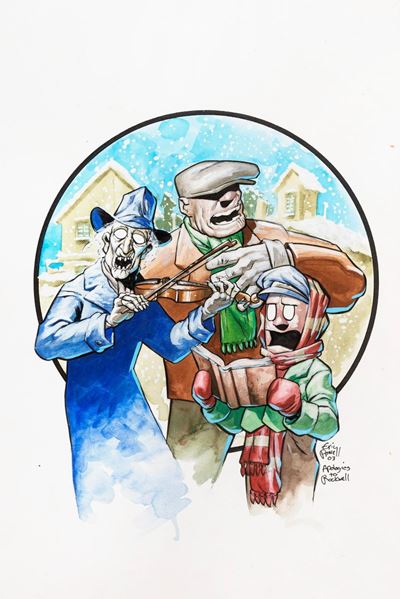 The Goon - Apologies to Rockwell, china, acquerello e tempera su cartone