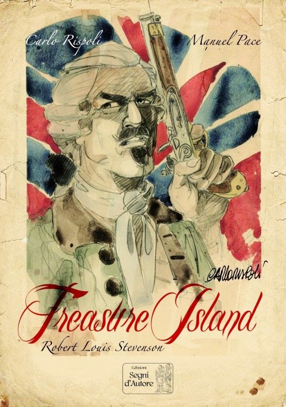 Carlo Rispoli - Treasure Island - Originale di copertina in matita e acquerello
