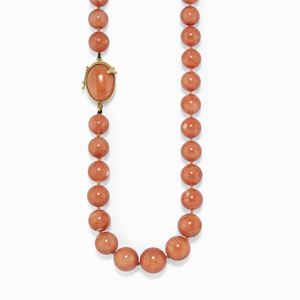 Collana in oro 8k, corallo e diamanti