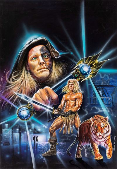 Casaro, Bozzetto originale per 'Beastmaster 2: Through the Portal of Time', tempera e aerografo s...