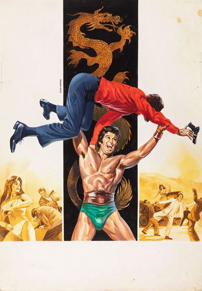 Bozzetto di Studio Paradiso, Il drago si scatena (The Boxer from Shantung), tempera su cartoncino