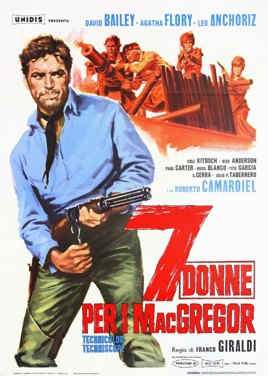 Renato Casaro - Bozzetto per la locandina del film '7 donne per i MacGregor', tempera su cartone