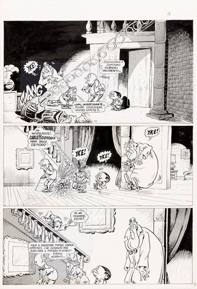 Nick Carter - Il miliardario assicurato, matita, china e retino su cartoncino, 1972