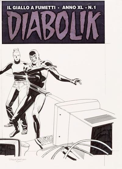 Diabolik - Il ladro invisibile, matita e china su cartoncino