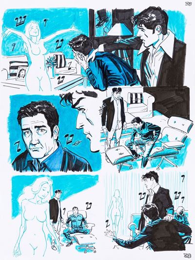 Tavola originale per 'Il tango delle anime perse', matita, china e ecoline su cartoncino