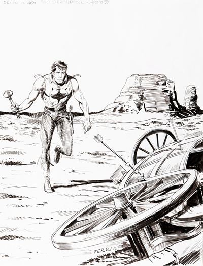 Zagor - Gli sterminatori, matita e china su cartoncino