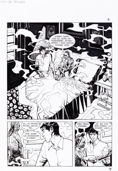 Tavola originale di Dylan Dog - Nel segno del dolore, matita e china su cartoncino
