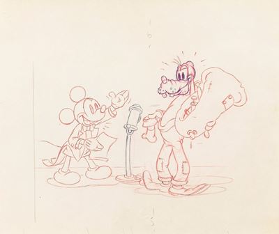 Mickey‘s Amateurs - Disegno preliminare, matita e pastelli su cartoncino