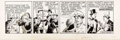 Mandrake the Magician - Striscia giornaliera del 18/01/1947, matita, china e retino su cartoncino
