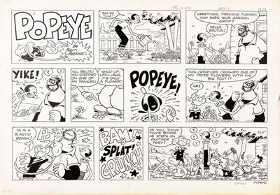 Tavola domenicale di Popeye, 1971, matita e china su cartoncino