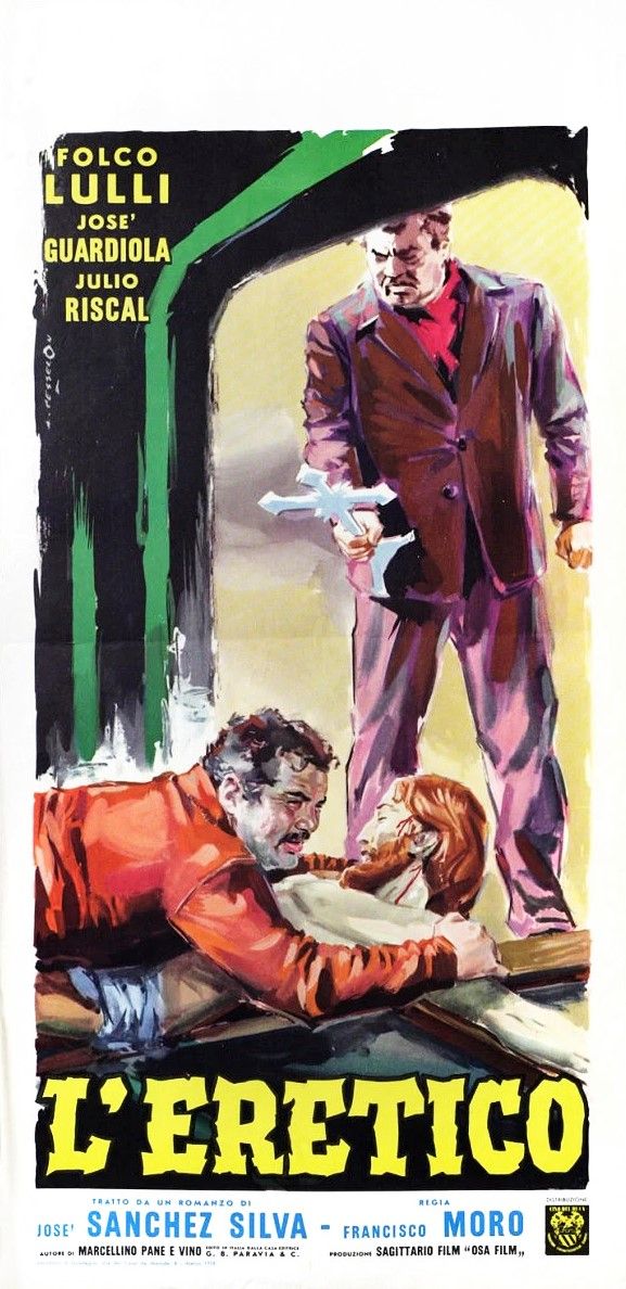 Angelo Cesselon - Bozzetto originale per 'L'eretico', tempera su cartoncino