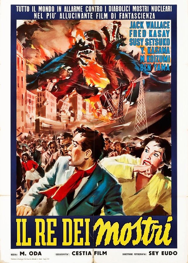 Angelo Cesselon - Bozzetto originale per locandina di 'Il re dei mostri' (Godzilla Raids Again), ...