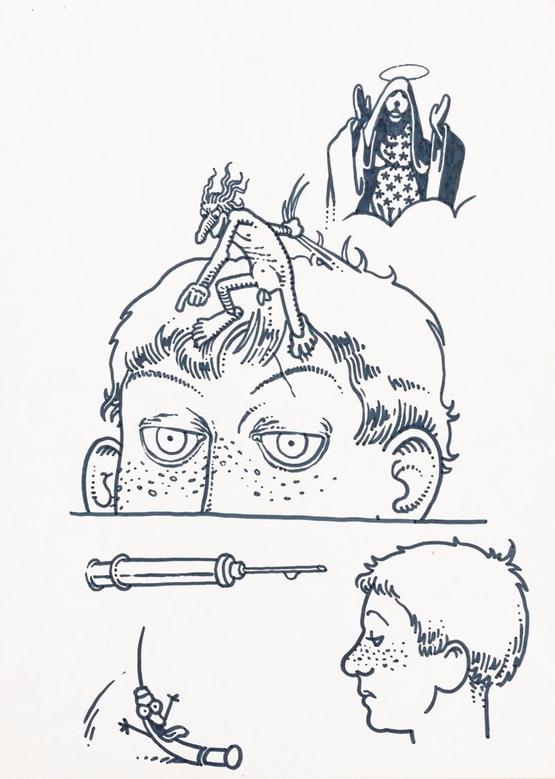 Andrea Pazienza - La siringa 1978, Fumetti: Tavole e Illustrazioni  Originali