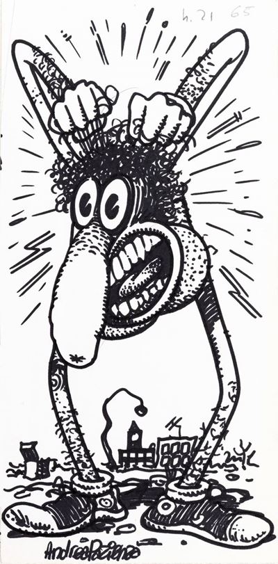 Omaggio a Crumb, matita e pennarello su cartoncino