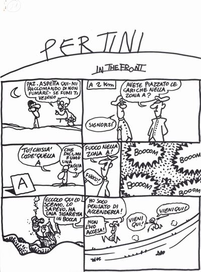 Pertini in the front, matita e pennarello su cartoncino