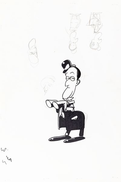 Illustrazione omaggio a Totò (matita, china e pennarello su cartoncino)