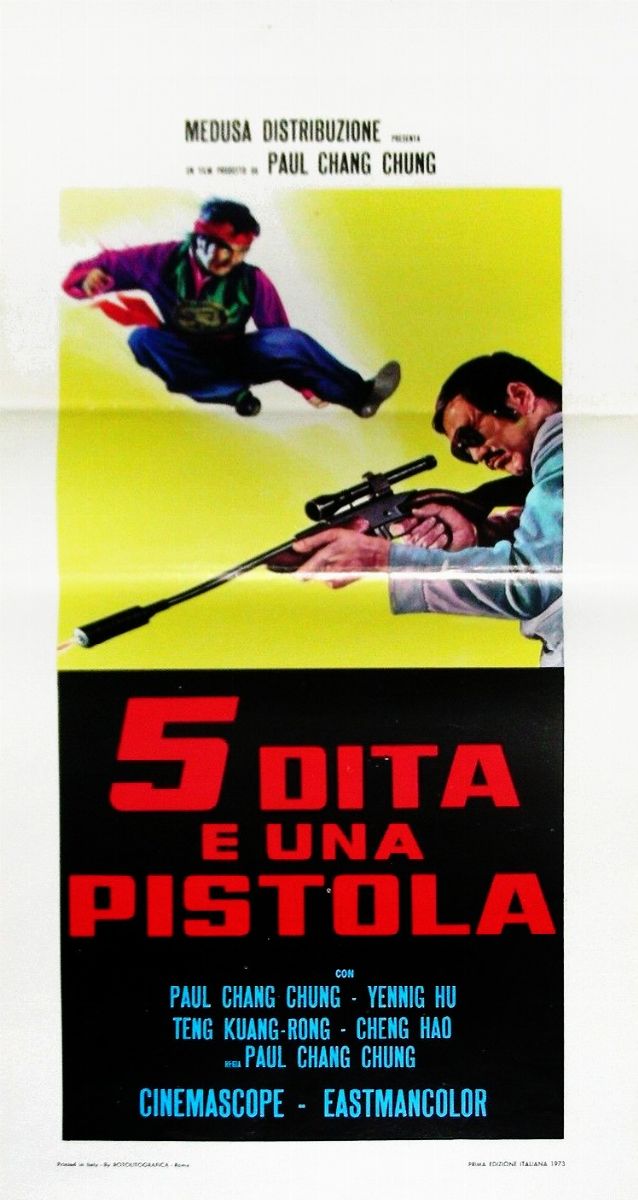 a.n.I. (autore Non Identificato) - Bozzetto per locandina di "5 dita e una pistola", tempera su c...